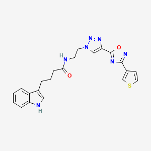 4-(1H-indol-3-yl)-N-(2-(4-(3-(thiophen-3-yl)-1,2,4-oxadiazol-5-yl)-1H-1,2,3-triazol-1-yl)ethyl)butanamide