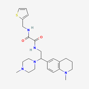 molecular formula C24H33N5O2S B2807674 N'-[2-(1-methyl-1,2,3,4-tetrahydroquinolin-6-yl)-2-(4-methylpiperazin-1-yl)ethyl]-N-[(thiophen-2-yl)methyl]ethanediamide CAS No. 921901-63-5