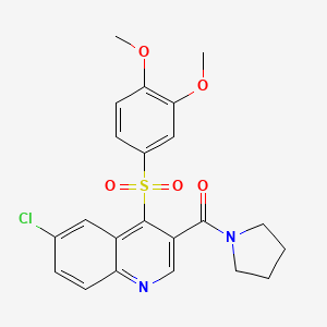 6-Chloro-4-[(3,4-dimethoxyphenyl)sulfonyl]-3-(pyrrolidin-1-ylcarbonyl)quinoline
