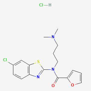 molecular formula C17H19Cl2N3O2S B2807707 N-(6-chlorobenzo[d]thiazol-2-yl)-N-(3-(dimethylamino)propyl)furan-2-carboxamide hydrochloride CAS No. 1052529-52-8