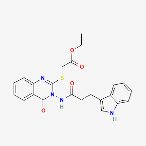 molecular formula C23H22N4O4S B2807714 ethyl 2-({3-[3-(1H-indol-3-yl)propanamido]-4-oxo-3,4-dihydroquinazolin-2-yl}sulfanyl)acetate CAS No. 443354-31-2