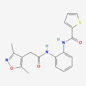 molecular formula C18H17N3O3S B2807720 N-(2-(2-(3,5-dimethylisoxazol-4-yl)acetamido)phenyl)thiophene-2-carboxamide CAS No. 1207044-46-9