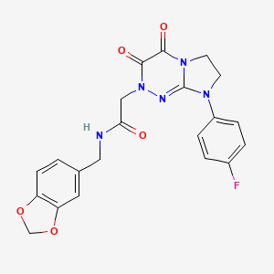 molecular formula C21H18FN5O5 B2807727 N-(benzo[d][1,3]dioxol-5-ylmethyl)-2-(8-(4-fluorophenyl)-3,4-dioxo-3,4,7,8-tetrahydroimidazo[2,1-c][1,2,4]triazin-2(6H)-yl)acetamide CAS No. 941917-65-3