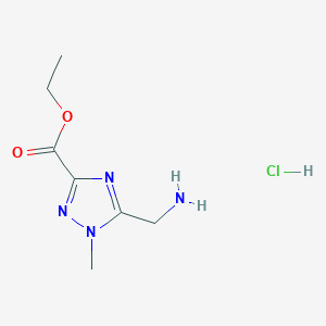molecular formula C7H13ClN4O2 B2807728 ethyl5-(aminomethyl)-1-methyl-1H-1,2,4-triazole-3-carboxylatehydrochloride CAS No. 2416229-76-8