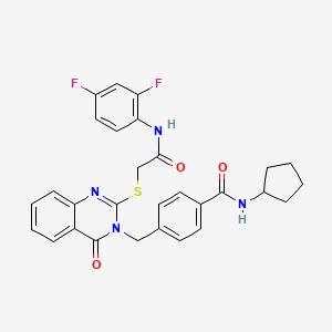 N-cyclopentyl-4-((2-((2-((2,4-difluorophenyl)amino)-2-oxoethyl)thio)-4-oxoquinazolin-3(4H)-yl)methyl)benzamide