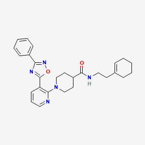 molecular formula C27H31N5O2 B2807737 N-[2-(cyclohex-1-en-1-yl)ethyl]-1-[3-(3-phenyl-1,2,4-oxadiazol-5-yl)pyridin-2-yl]piperidine-4-carboxamide CAS No. 1251624-23-3