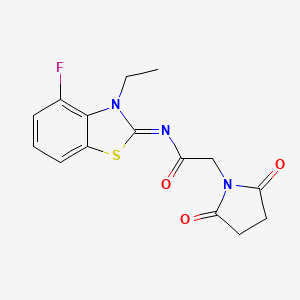 molecular formula C15H14FN3O3S B2807741 2-(2,5-dioxopyrrolidin-1-yl)-N-(3-ethyl-4-fluoro-1,3-benzothiazol-2-ylidene)acetamide CAS No. 868375-77-3