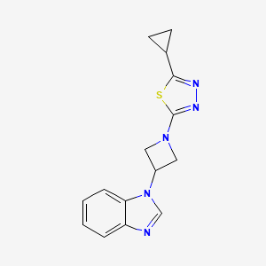 molecular formula C15H15N5S B2807742 2-[3-(Benzimidazol-1-yl)azetidin-1-yl]-5-cyclopropyl-1,3,4-thiadiazole CAS No. 2380145-53-7
