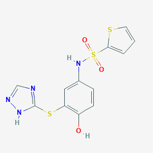 molecular formula C12H10N4O3S3 B280775 N-[4-hydroxy-3-(1H-1,2,4-triazol-3-ylsulfanyl)phenyl]-2-thiophenesulfonamide 