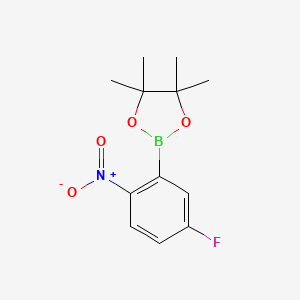 molecular formula C12H15BFNO4 B2807766 2-(5-Fluoro-2-nitrophenyl)-4,4,5,5-tetramethyl-1,3,2-dioxaborolane CAS No. 925207-14-3