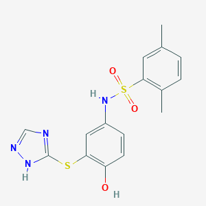 molecular formula C16H16N4O3S2 B280777 N-[4-hydroxy-3-(1H-1,2,4-triazol-3-ylsulfanyl)phenyl]-2,5-dimethylbenzenesulfonamide 