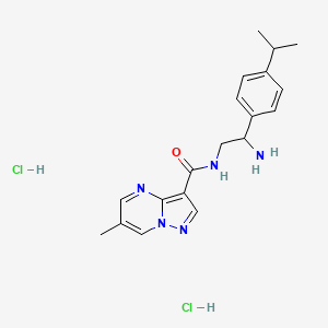 molecular formula C19H25Cl2N5O B2807773 N-[2-Amino-2-(4-propan-2-ylphenyl)ethyl]-6-methylpyrazolo[1,5-a]pyrimidine-3-carboxamide;dihydrochloride CAS No. 2418660-19-0