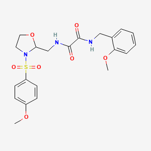 molecular formula C21H25N3O7S B2807788 N-{[3-(4-methoxybenzenesulfonyl)-1,3-oxazolidin-2-yl]methyl}-N'-[(2-methoxyphenyl)methyl]ethanediamide CAS No. 868981-48-0