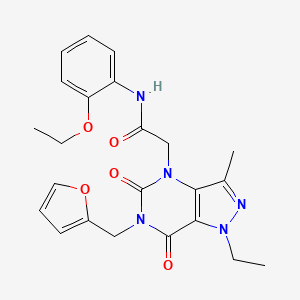 molecular formula C23H25N5O5 B2807792 N-(2-乙氧基苯基)-2-(1-乙基-6-(呋喃-2-基甲基)-3-甲基-5,7-二氧代-6,7-二氢-1H-嘧啶-4(5H)-基)乙酰胺 CAS No. 1215476-07-5