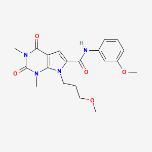 molecular formula C20H24N4O5 B2807793 N-(3-methoxyphenyl)-7-(3-methoxypropyl)-1,3-dimethyl-2,4-dioxo-2,3,4,7-tetrahydro-1H-pyrrolo[2,3-d]pyrimidine-6-carboxamide CAS No. 1021092-33-0
