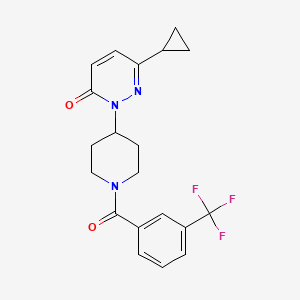 molecular formula C20H20F3N3O2 B2807796 6-Cyclopropyl-2-[1-[3-(trifluoromethyl)benzoyl]piperidin-4-yl]pyridazin-3-one CAS No. 2309574-19-2