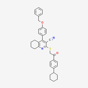 4-(4-(Benzyloxy)phenyl)-2-((2-(4-cyclohexylphenyl)-2-oxoethyl)thio)-5,6,7,8-tetrahydroquinoline-3-carbonitrile