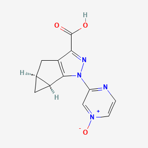 molecular formula C12H10N4O3 B2807805 (2S,4S)-9-(4-oxidopyrazin-4-ium-2-yl)-8,9-diazatricyclo[4.3.0.0(2)]nona-1(6),7-diene-7-carboxylic acid CAS No. 1268883-00-6
