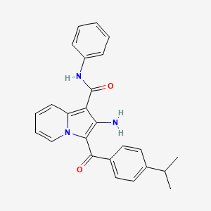 molecular formula C25H23N3O2 B2807807 2-氨基-3-(4-异丙基苯甲酰)-N-苯基吲哚啉-1-甲酰胺 CAS No. 904273-95-6