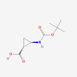 molecular formula C9H15NO4 B2807809 trans-Cyclopropanecarboxylic acid, 2-[[(1,1-dimethylethoxy)carbonyl]amino]- CAS No. 1212381-16-2