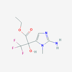 molecular formula C9H12F3N3O3 B2807829 Ethyl 2-(2-amino-1-methyl-1H-imidazol-5-yl)-3,3,3-trifluoro-2-hydroxypropanoate CAS No. 2095410-91-4