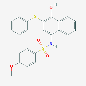 molecular formula C23H19NO4S2 B280783 N-[4-hydroxy-3-(phenylsulfanyl)-1-naphthyl]-4-methoxybenzenesulfonamide 