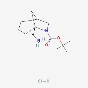 molecular formula C13H25ClN2O2 B2807838 tert-butyl(5S)-5-(aminomethyl)-6-azabicyclo[3.2.1]octane-6-carboxylatehydrochloride CAS No. 2225132-11-4