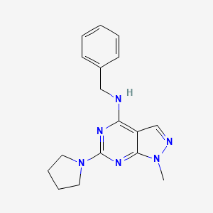 molecular formula C17H20N6 B2807845 N-benzyl-1-methyl-6-pyrrolidin-1-ylpyrazolo[3,4-d]pyrimidin-4-amine CAS No. 897758-15-5