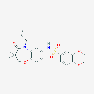 molecular formula C22H26N2O6S B2807855 N-(3,3-dimethyl-4-oxo-5-propyl-2,3,4,5-tetrahydrobenzo[b][1,4]oxazepin-7-yl)-2,3-dihydrobenzo[b][1,4]dioxine-6-sulfonamide CAS No. 922003-30-3