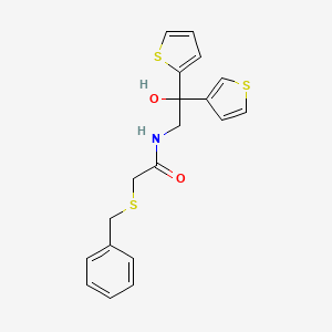 2-(benzylthio)-N-(2-hydroxy-2-(thiophen-2-yl)-2-(thiophen-3-yl)ethyl)acetamide