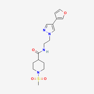 molecular formula C16H22N4O4S B2807896 N-(2-(4-(furan-3-yl)-1H-pyrazol-1-yl)ethyl)-1-(methylsulfonyl)piperidine-4-carboxamide CAS No. 2034288-16-7