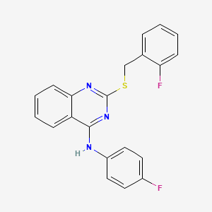 molecular formula C21H15F2N3S B2807898 N-(4-fluorophenyl)-2-{[(2-fluorophenyl)methyl]sulfanyl}quinazolin-4-amine CAS No. 688355-64-8