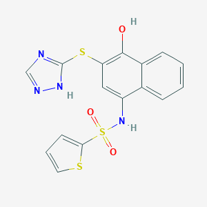 molecular formula C16H12N4O3S3 B280790 N-[4-hydroxy-3-(1H-1,2,4-triazol-3-ylsulfanyl)naphthalen-1-yl]thiophene-2-sulfonamide 