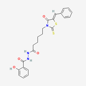 (Z)-N'-(6-(5-benzylidene-4-oxo-2-thioxothiazolidin-3-yl)hexanoyl)-2-hydroxybenzohydrazide