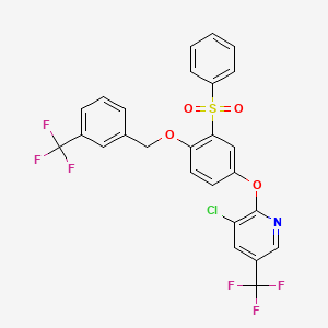 2-[3-(Benzenesulfonyl)-4-[[3-(trifluoromethyl)phenyl]methoxy]phenoxy]-3-chloro-5-(trifluoromethyl)pyridine