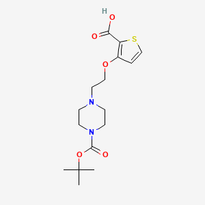 molecular formula C16H24N2O5S B2807947 3-{2-[4-(tert-Butoxycarbonyl)piperazino]ethoxy}-2-thiophenecarboxylic acid CAS No. 924869-16-9