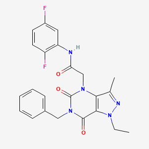 molecular formula C23H21F2N5O3 B2807964 2-{6-benzyl-1-ethyl-3-methyl-5,7-dioxo-1H,4H,5H,6H,7H-pyrazolo[4,3-d]pyrimidin-4-yl}-N-(2,5-difluorophenyl)acetamide CAS No. 1185138-25-3