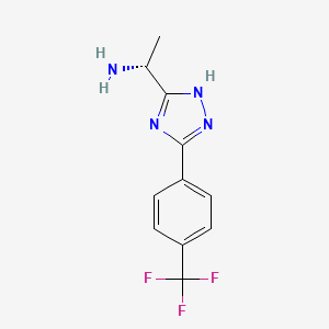 molecular formula C11H11F3N4 B2807989 (1R)-1-[3-[4-(Trifluoromethyl)phenyl]-1H-1,2,4-triazol-5-yl]ethanamine CAS No. 2567489-15-8