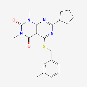 7-Cyclopentyl-1,3-dimethyl-5-[(3-methylphenyl)methylsulfanyl]pyrimido[4,5-d]pyrimidine-2,4-dione