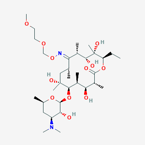 molecular formula C33H62N2O12 B028080 (3R,4S,5S,6R,7R,9R,10E,11S,12R,13S,14R)-6-[(2S,3R,4S,6R)-4-(dimethylamino)-3-hydroxy-6-methyloxan-2-yl]oxy-14-ethyl-4,7,12,13-tetrahydroxy-10-(2-methoxyethoxymethoxyimino)-3,5,7,9,11,13-hexamethyl-oxacyclotetradecan-2-one CAS No. 214902-82-6