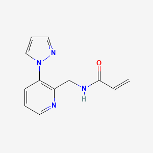 molecular formula C12H12N4O B2808017 N-{[3-(1H-pyrazol-1-yl)pyridin-2-yl]methyl}prop-2-enamide CAS No. 2411271-66-2