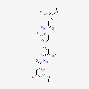 molecular formula C32H32N2O8 B2808024 N-[4'-(3,5-DIMETHOXYBENZAMIDO)-3,3'-DIMETHOXY-[1,1'-BIPHENYL]-4-YL]-3,5-DIMETHOXYBENZAMIDE CAS No. 304864-54-8