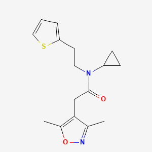 molecular formula C16H20N2O2S B2808034 N-cyclopropyl-2-(3,5-dimethyl-1,2-oxazol-4-yl)-N-[2-(thiophen-2-yl)ethyl]acetamide CAS No. 1797242-07-9