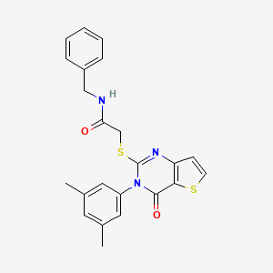 molecular formula C23H21N3O2S2 B2808044 N-benzyl-2-{[3-(3,5-dimethylphenyl)-4-oxo-3,4-dihydrothieno[3,2-d]pyrimidin-2-yl]sulfanyl}acetamide CAS No. 1260915-61-4