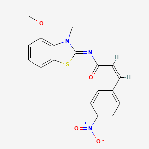 (2Z,NZ)-N-(4-methoxy-3,7-dimethylbenzo[d]thiazol-2(3H)-ylidene)-3-(4-nitrophenyl)acrylamide