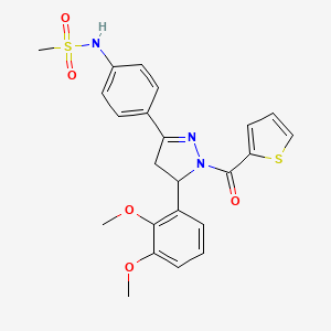 molecular formula C23H23N3O5S2 B2808067 N-(4-(5-(2,3-dimethoxyphenyl)-1-(thiophene-2-carbonyl)-4,5-dihydro-1H-pyrazol-3-yl)phenyl)methanesulfonamide CAS No. 852141-08-3