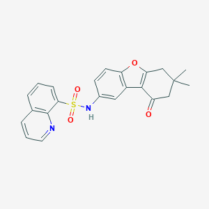 molecular formula C23H20N2O4S B280807 N-(7,7-dimethyl-9-oxo-6,7,8,9-tetrahydrodibenzo[b,d]furan-2-yl)-8-quinolinesulfonamide 