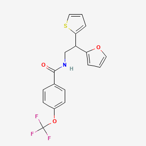 molecular formula C18H14F3NO3S B2808098 N-[2-(furan-2-yl)-2-(thiophen-2-yl)ethyl]-4-(trifluoromethoxy)benzamide CAS No. 2097918-49-3