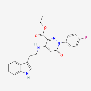 molecular formula C23H21FN4O3 B2808120 ethyl 1-(4-fluorophenyl)-4-{[2-(1H-indol-3-yl)ethyl]amino}-6-oxo-1,6-dihydropyridazine-3-carboxylate CAS No. 922122-23-4