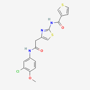 molecular formula C17H14ClN3O3S2 B2808127 N-(4-(2-((3-chloro-4-methoxyphenyl)amino)-2-oxoethyl)thiazol-2-yl)thiophene-3-carboxamide CAS No. 1210124-77-8